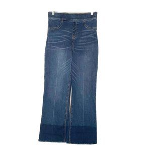 Spanx Womens Medium Cropped Flare Jeans Raw Edge Hem Two-Tone Stretch 20231R M